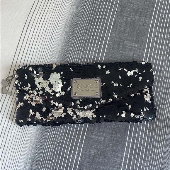 Lollipops Handbags - Lollipops Black and Silver Sequin Clutch